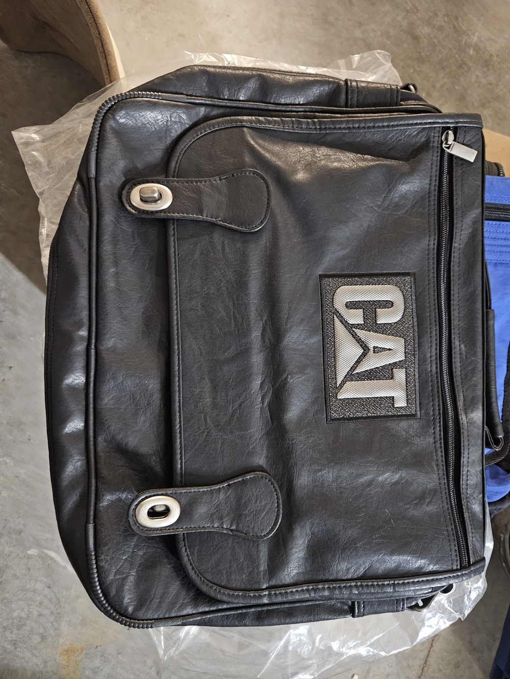 Caterpillar Black Laptop Messenger Bag with Silver Logo